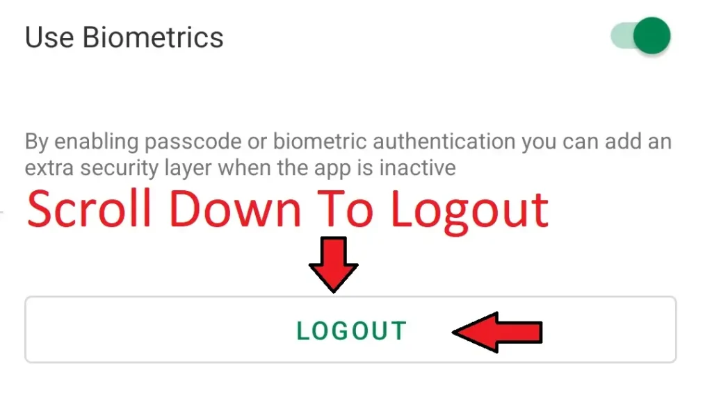 Click on logout button after registering the fingerprint on absher app